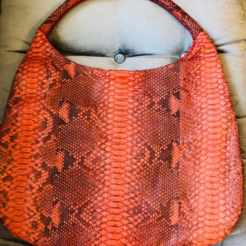 Devi Kroell Python Embossed Leather Shoulder Handb